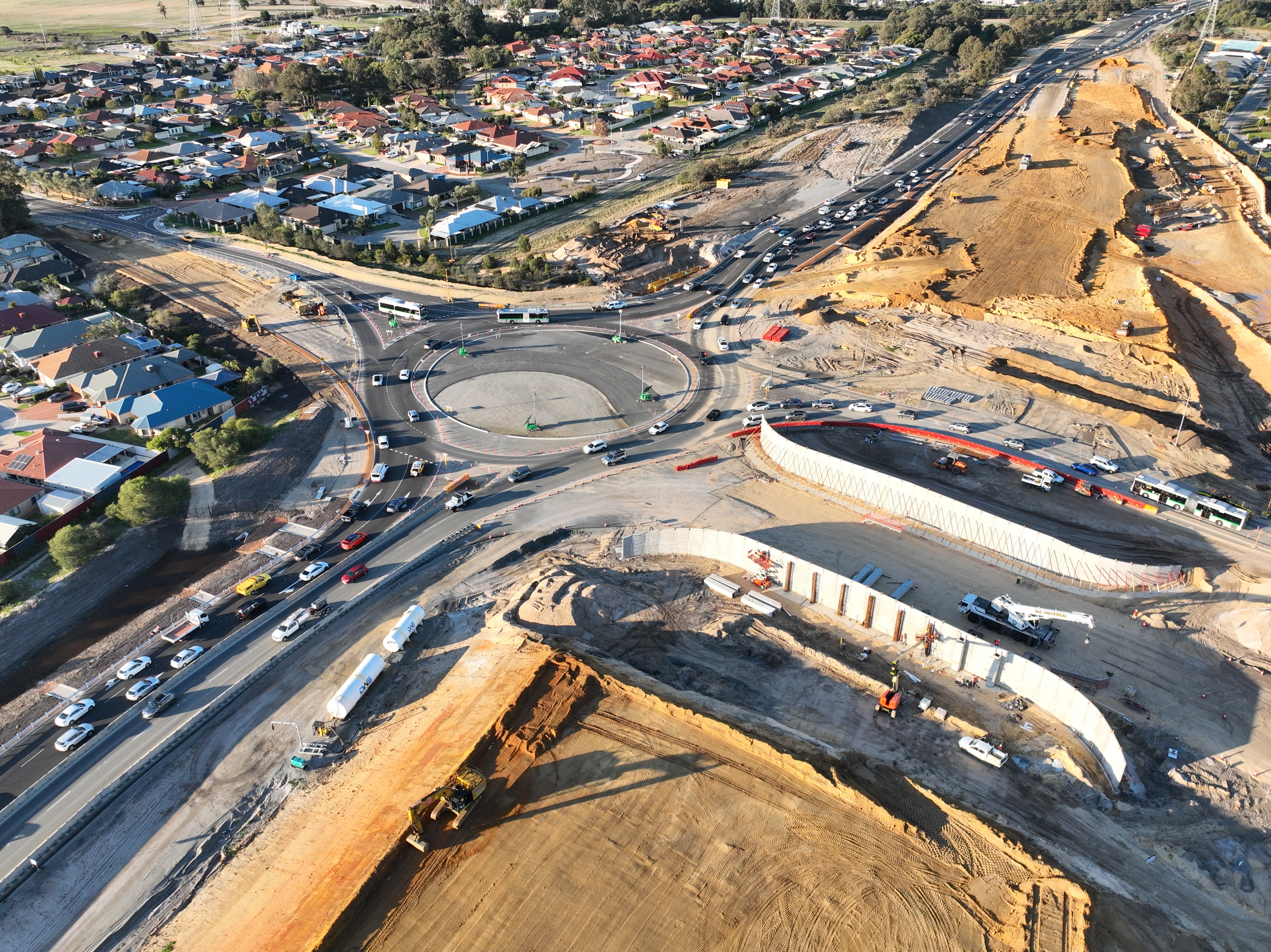 Aerial shot of Reid Highway interchanges