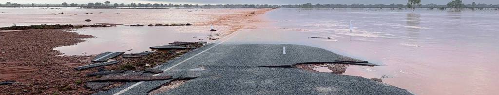 Road damaged and flooded