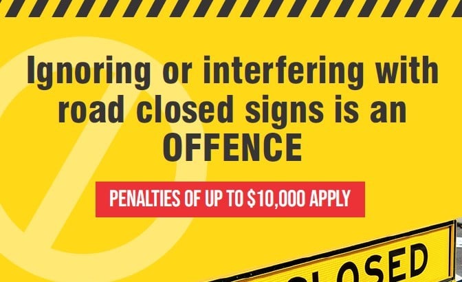 Penalties Increase for Accessing Closed Roads